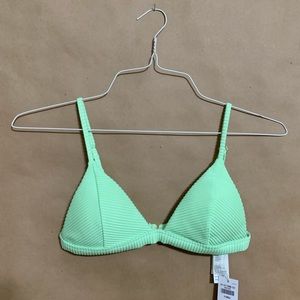 Ribbed Triangle Bikini Top - green